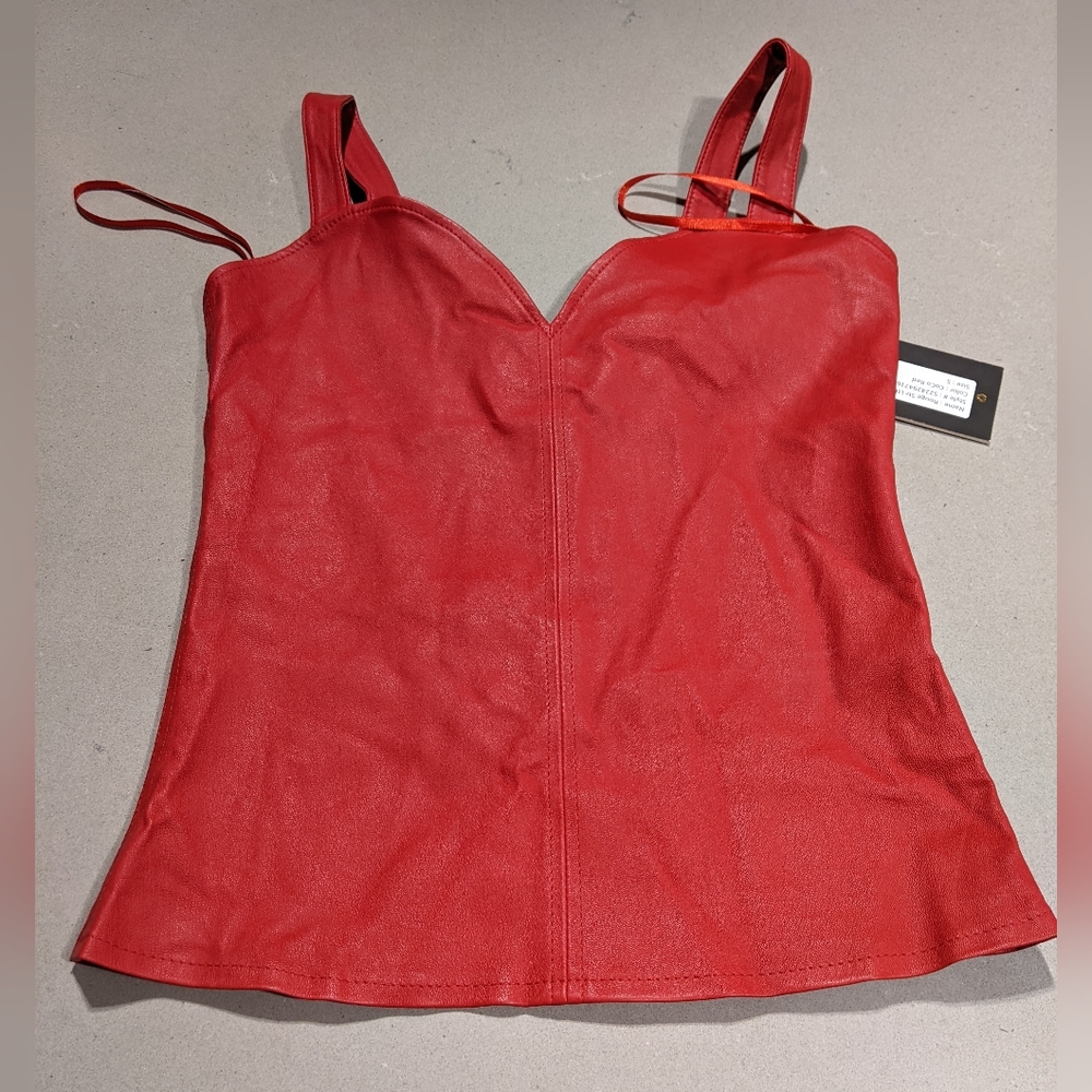 NWT RARE! AS by DF - Rouge Stretch Leather Bustier Top Corset | Coco Red | Small - Picture 15 of 16